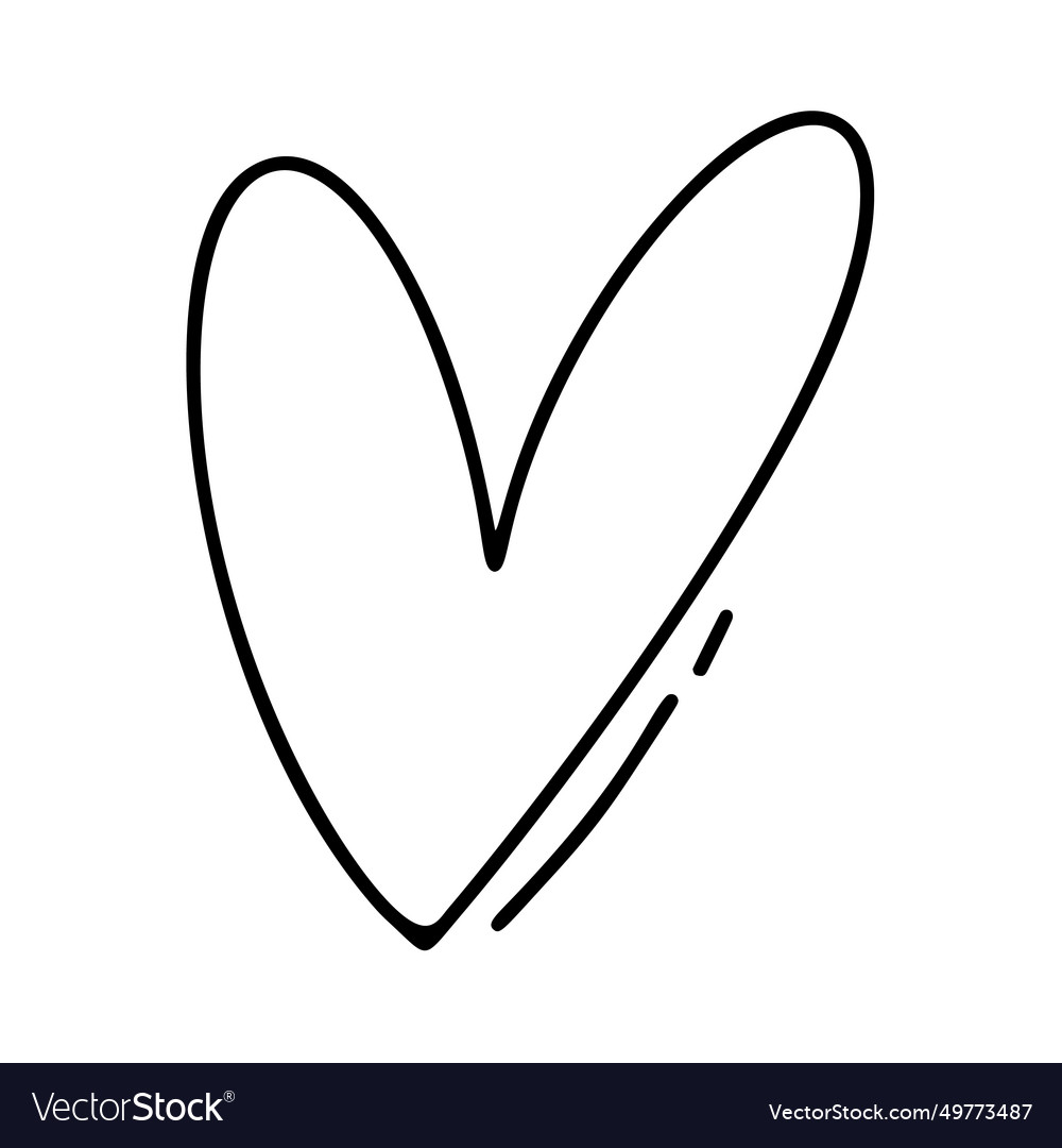 Hand drawn love heart logo line Royalty Free Vector Image