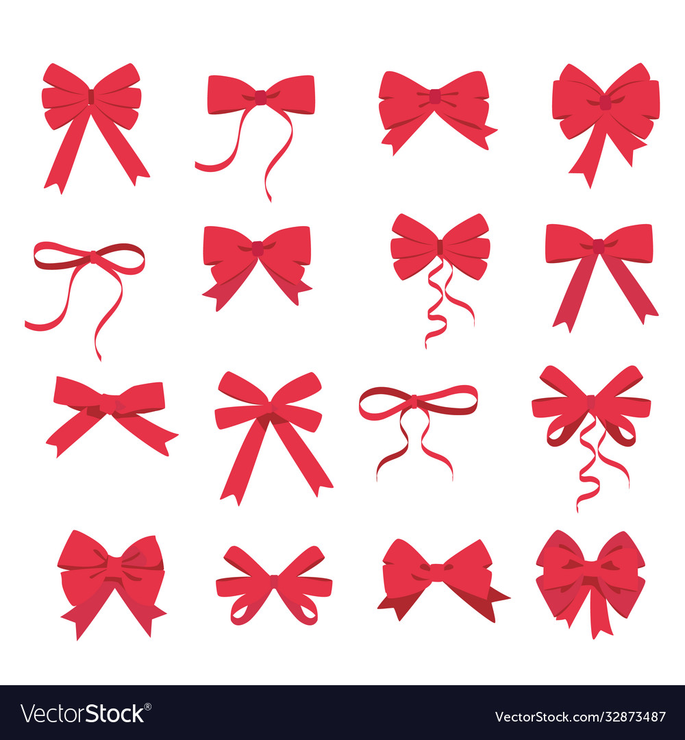 Pink bow set Royalty Free Vector Image - VectorStock