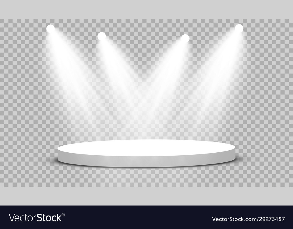 Round podium pedestal or platform illuminated