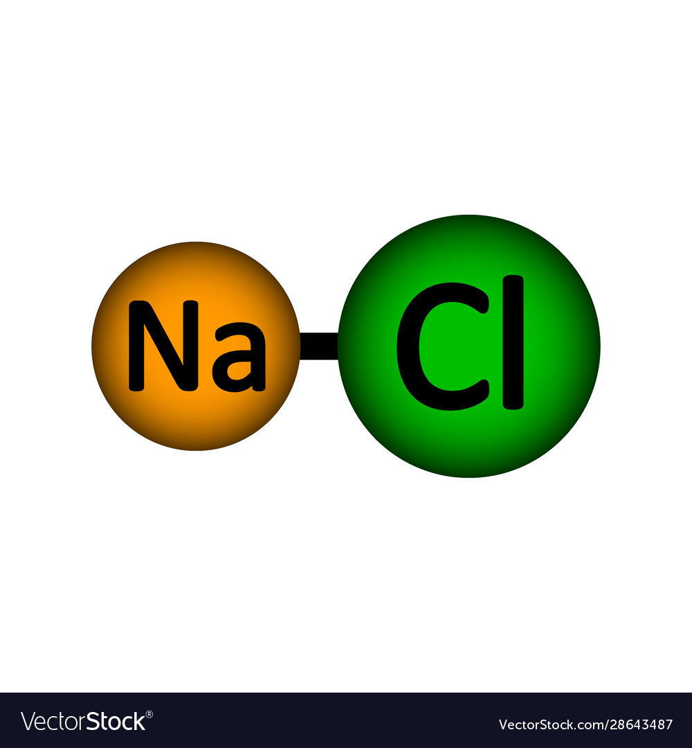 Atomic Structure Of Sodium Chloride Molecule Using Boll And Stick Model ...