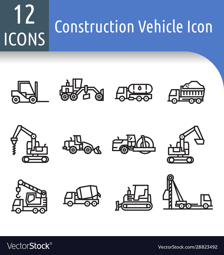 Construction vechicle line icon Royalty Free Vector Image