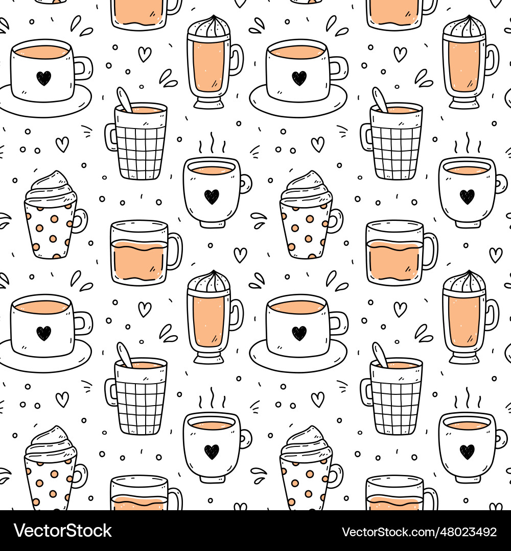 Cute seamless pattern with coffee cups Royalty Free Vector