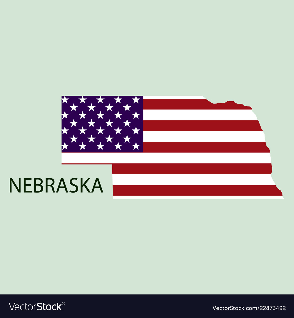 Nebraska Zustand von america mit Landkarte Flaggendruck