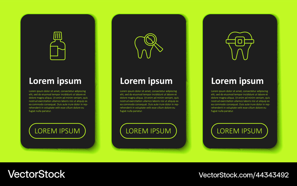 Set line mouthwash broken tooth and teeth Vector Image