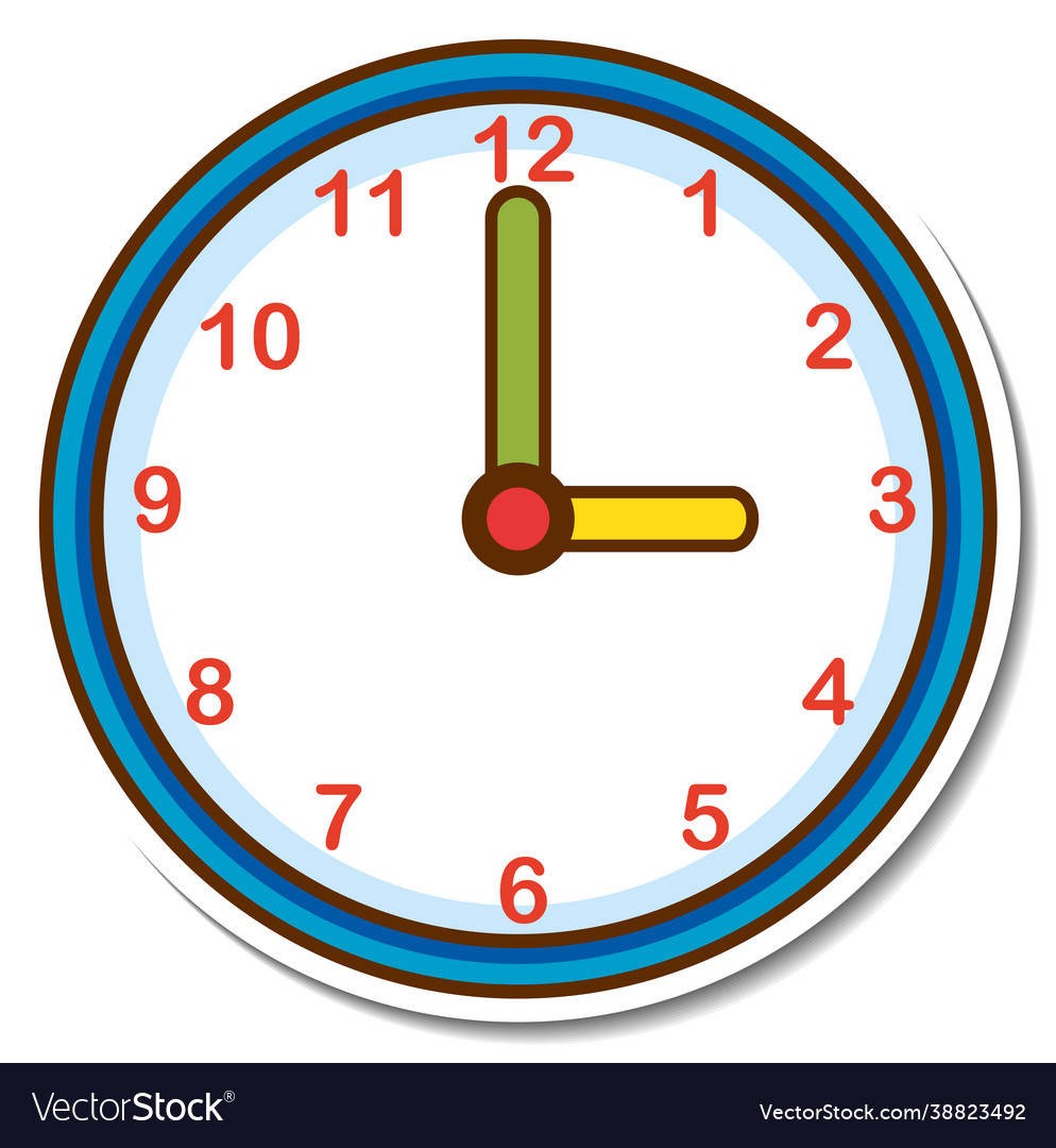 Sticker clock on white background Royalty Free Vector Image