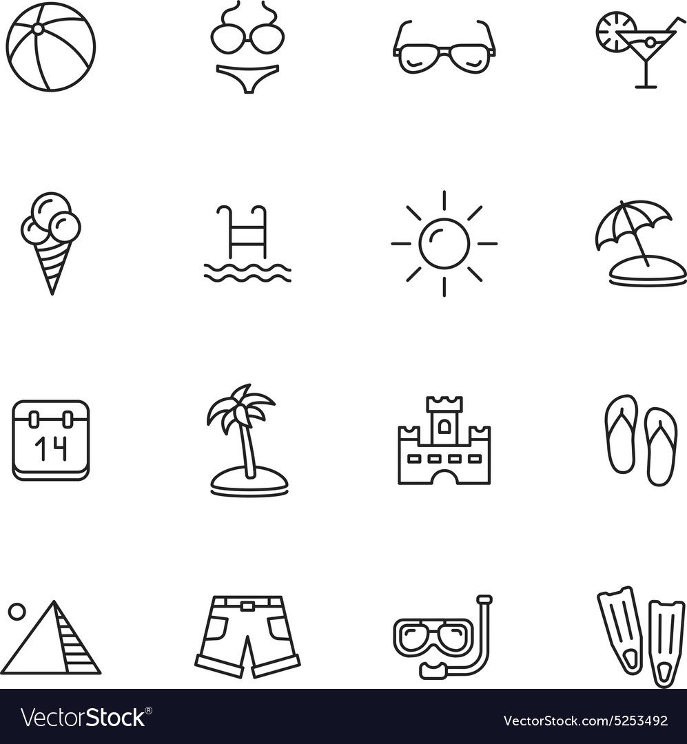 Summer icons Royalty Free Vector Image - VectorStock