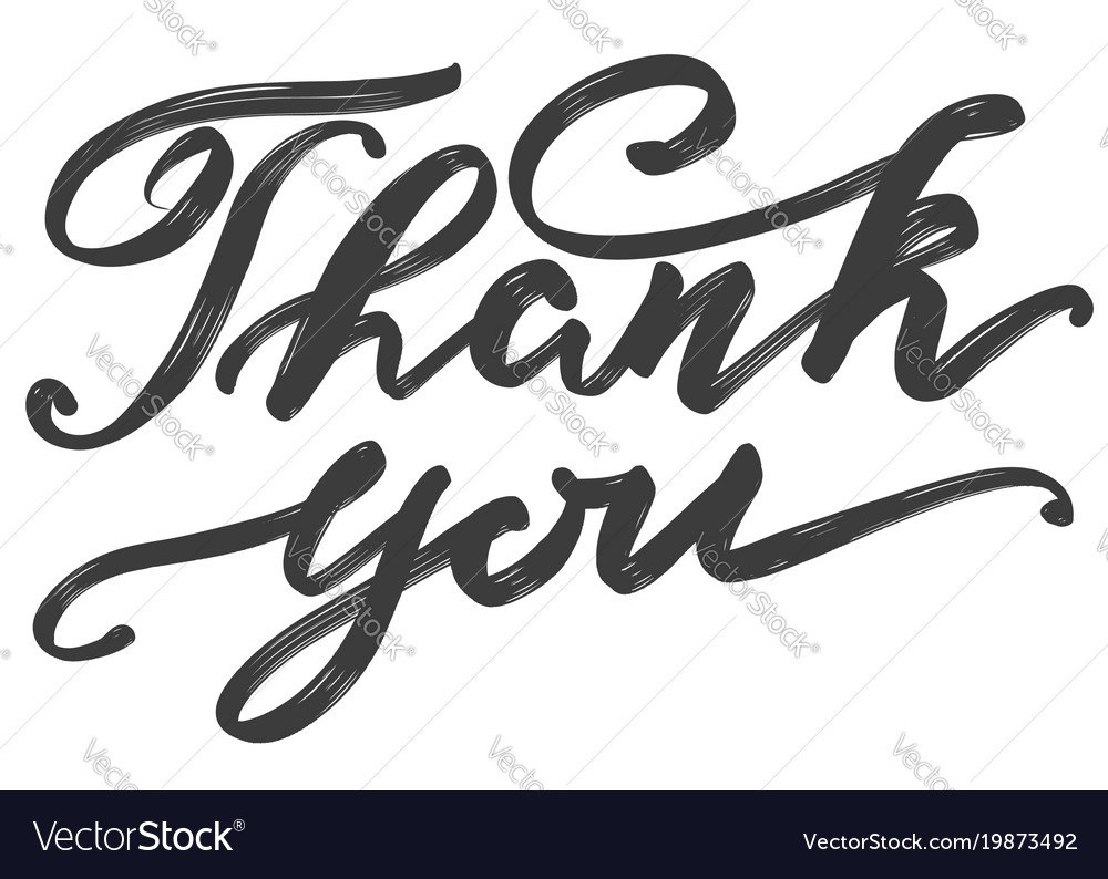 Thank you text on white background hand drawn Vector Image