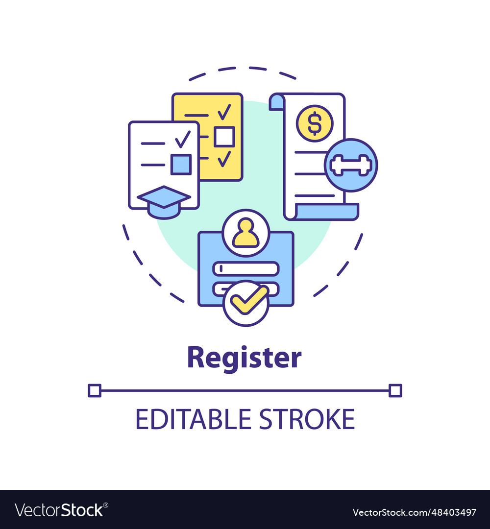 2d customizable register line icon concept