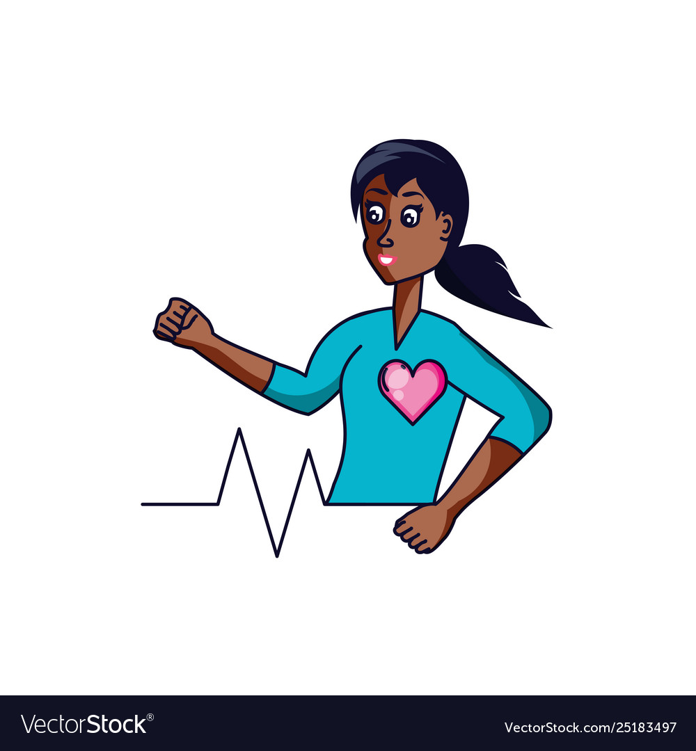 Afro athletic woman with heart cardio