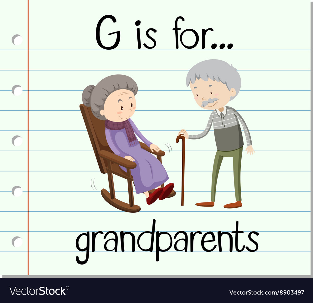 Flashcard letter g is for grandparents Royalty Free Vector