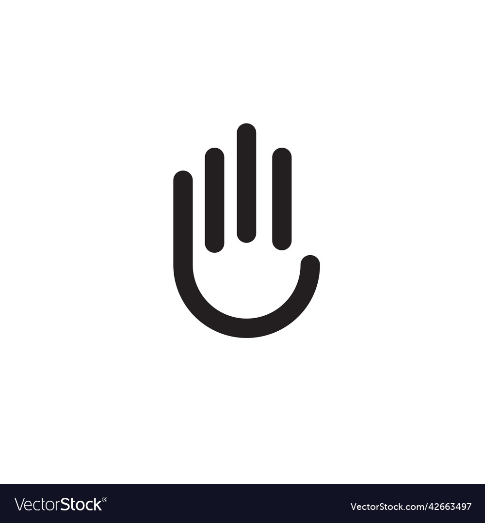 Hand Palm Line Art Mono Logo Design Royalty Free Vector