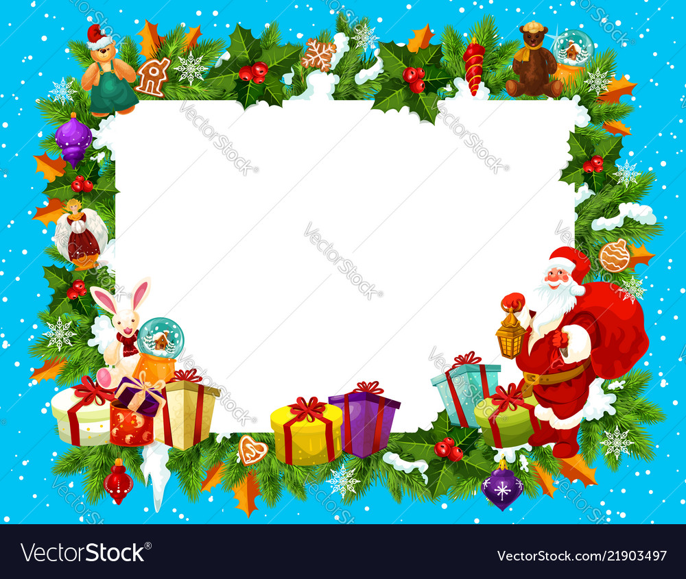 Holiday frame for merry christmas with santa claus