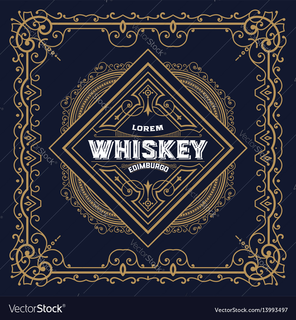 old whiskey label and vintage frame royalty free vector