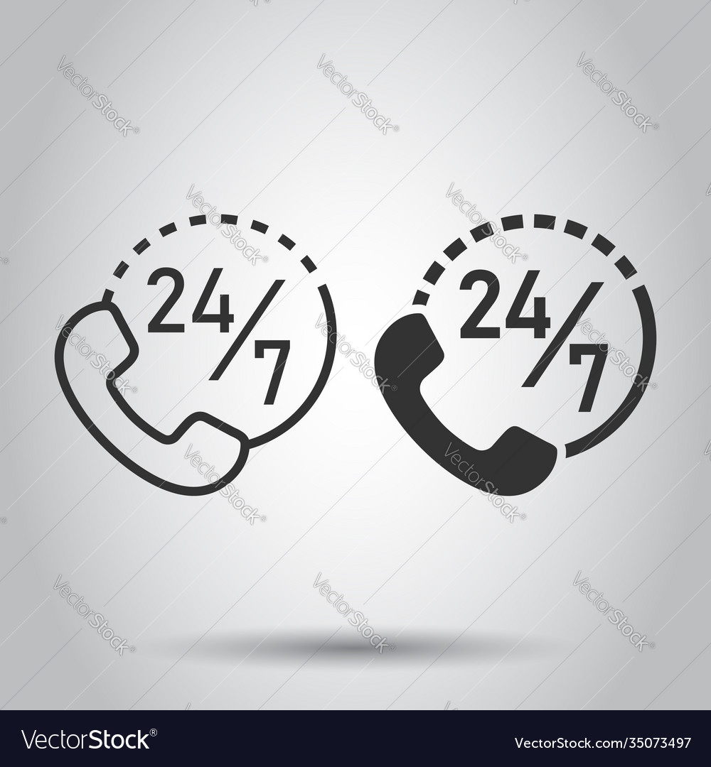 Phone service 247 icon in flat style telephone