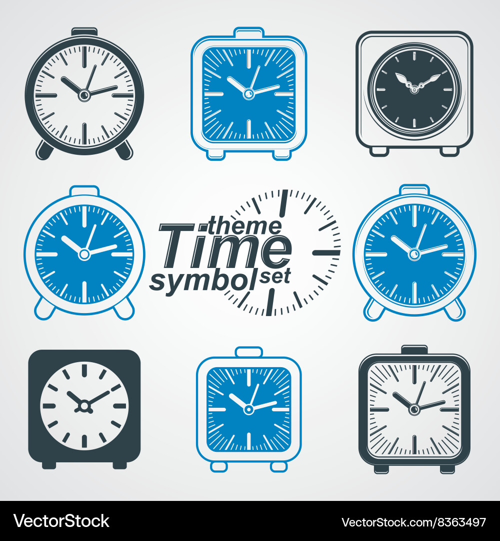 Set of simple elegant table clocks eps 8 high Vector Image