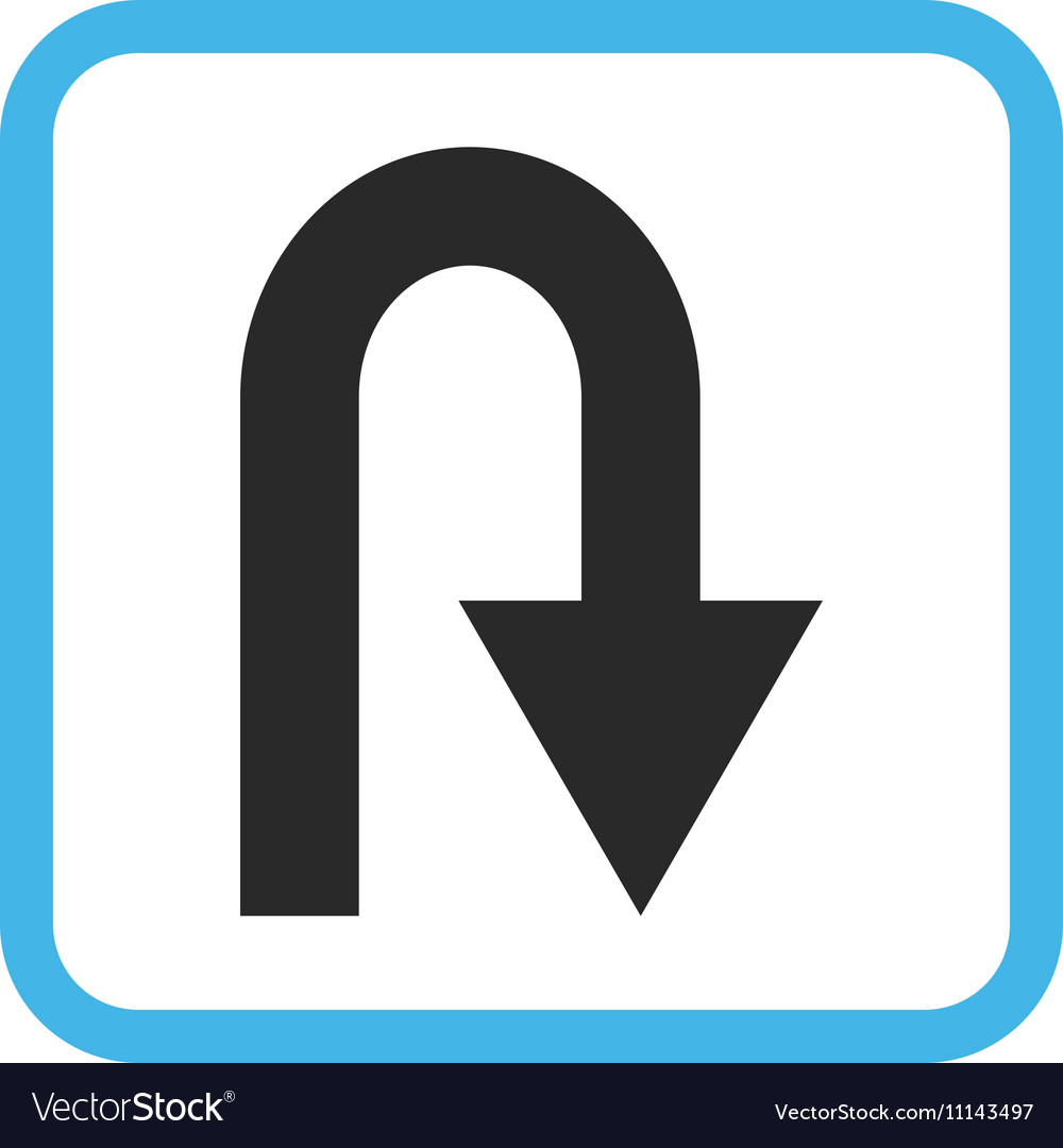 U turn icon in a frame