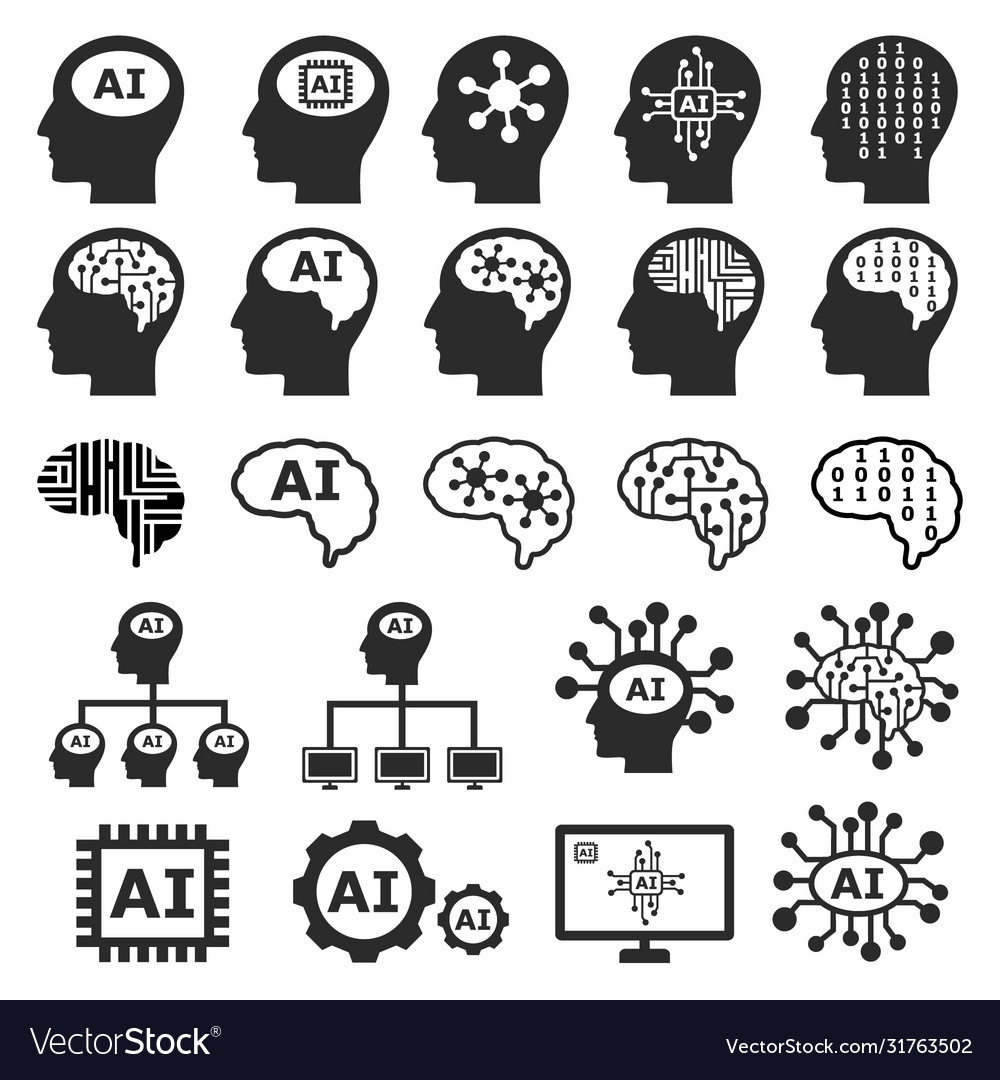 Ai icon set artificial intelligence icons Vector Image