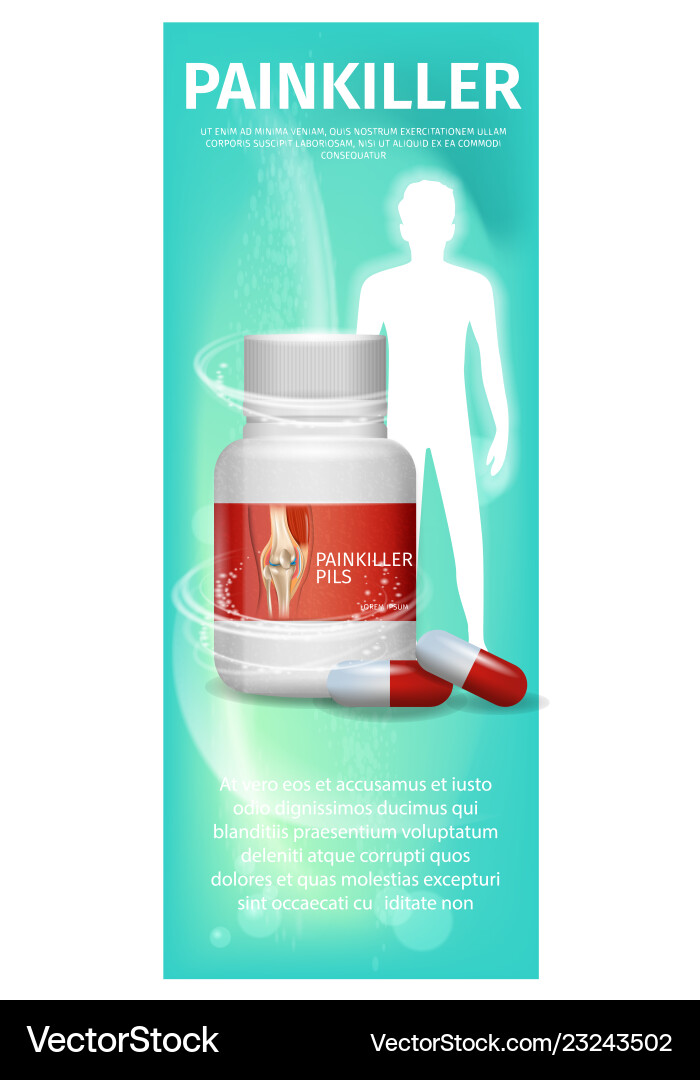 Banner Advertisement Packaging Painkiller Pils Vector Image