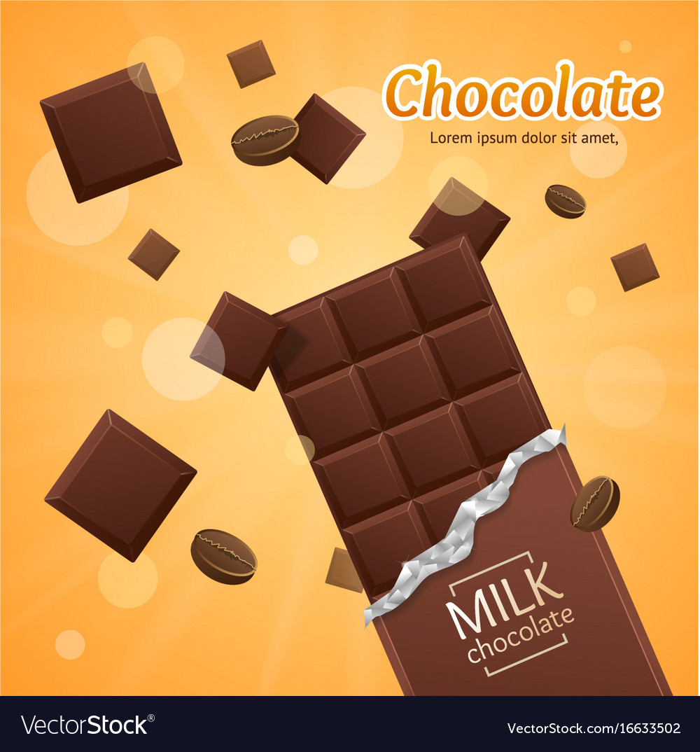 Chocolate package bar blank - milk pieces Vector Image