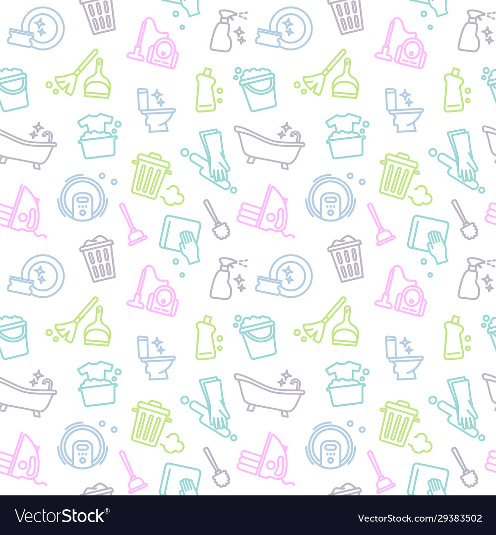 Seamless background cleaning and housework Vector Image