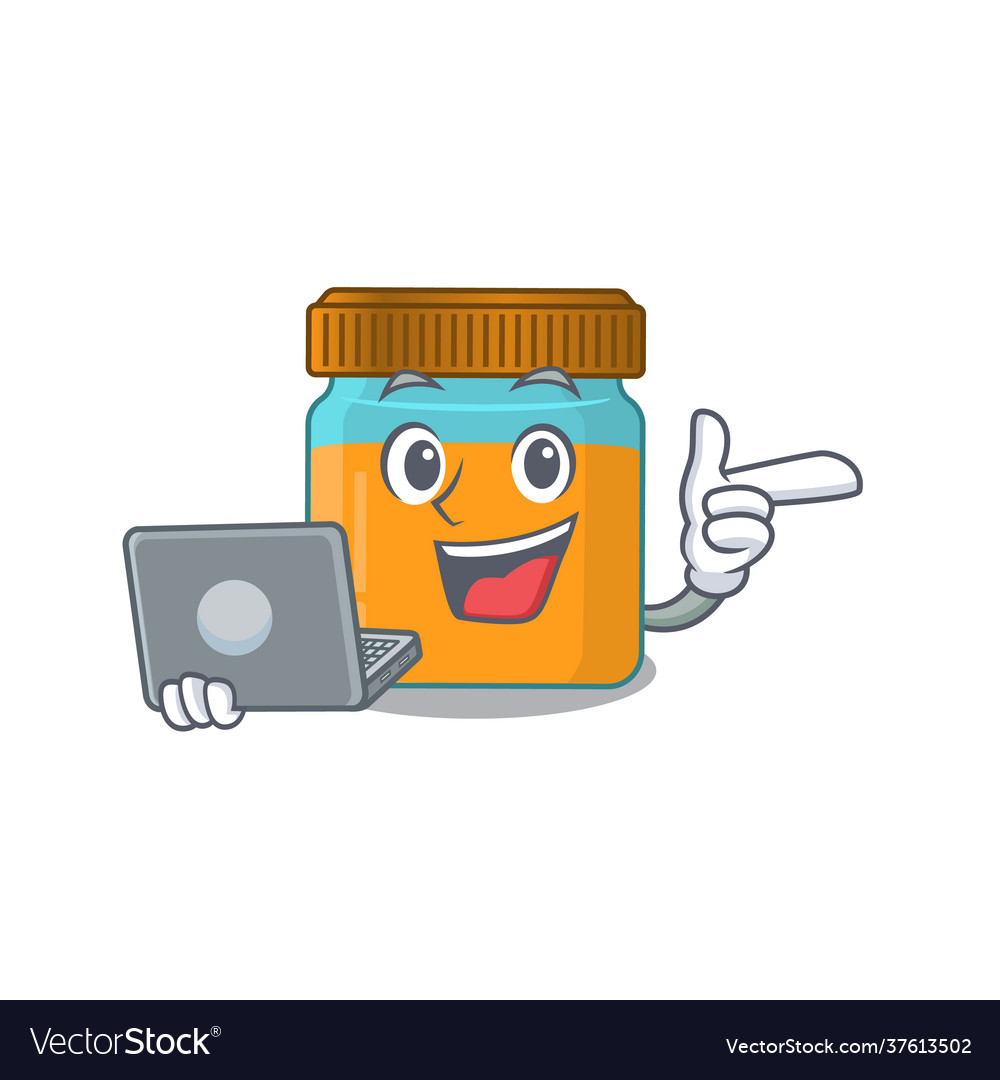 Smart cartoon character honey jar studying