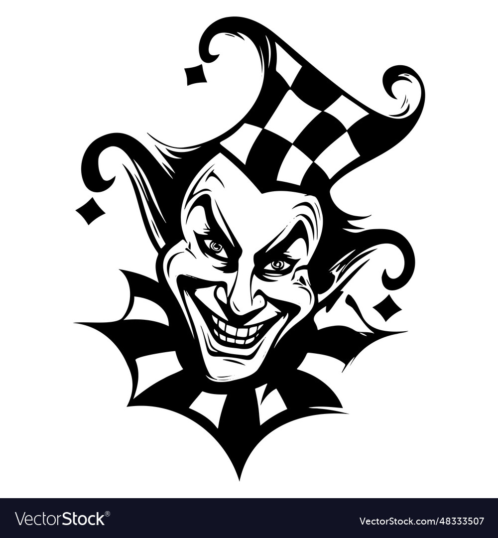 A black icon of the joker in white isolated Vector Image