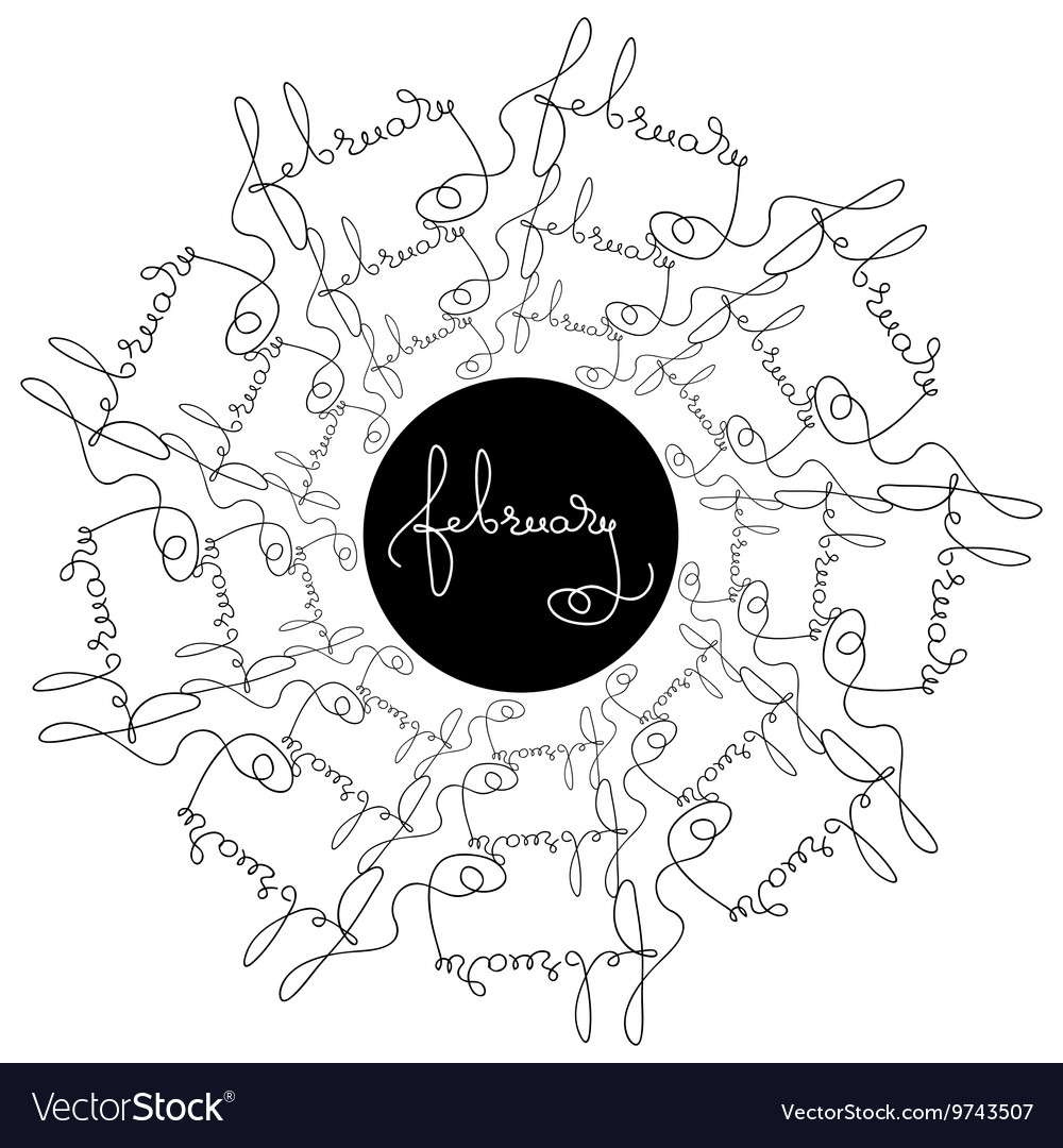 Handwritten calligraphy words February Royalty Free Vector