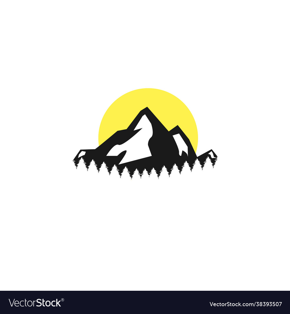 Mountain and sun design logo template