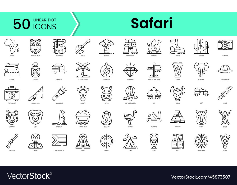 Set of safari icons line art style bundle