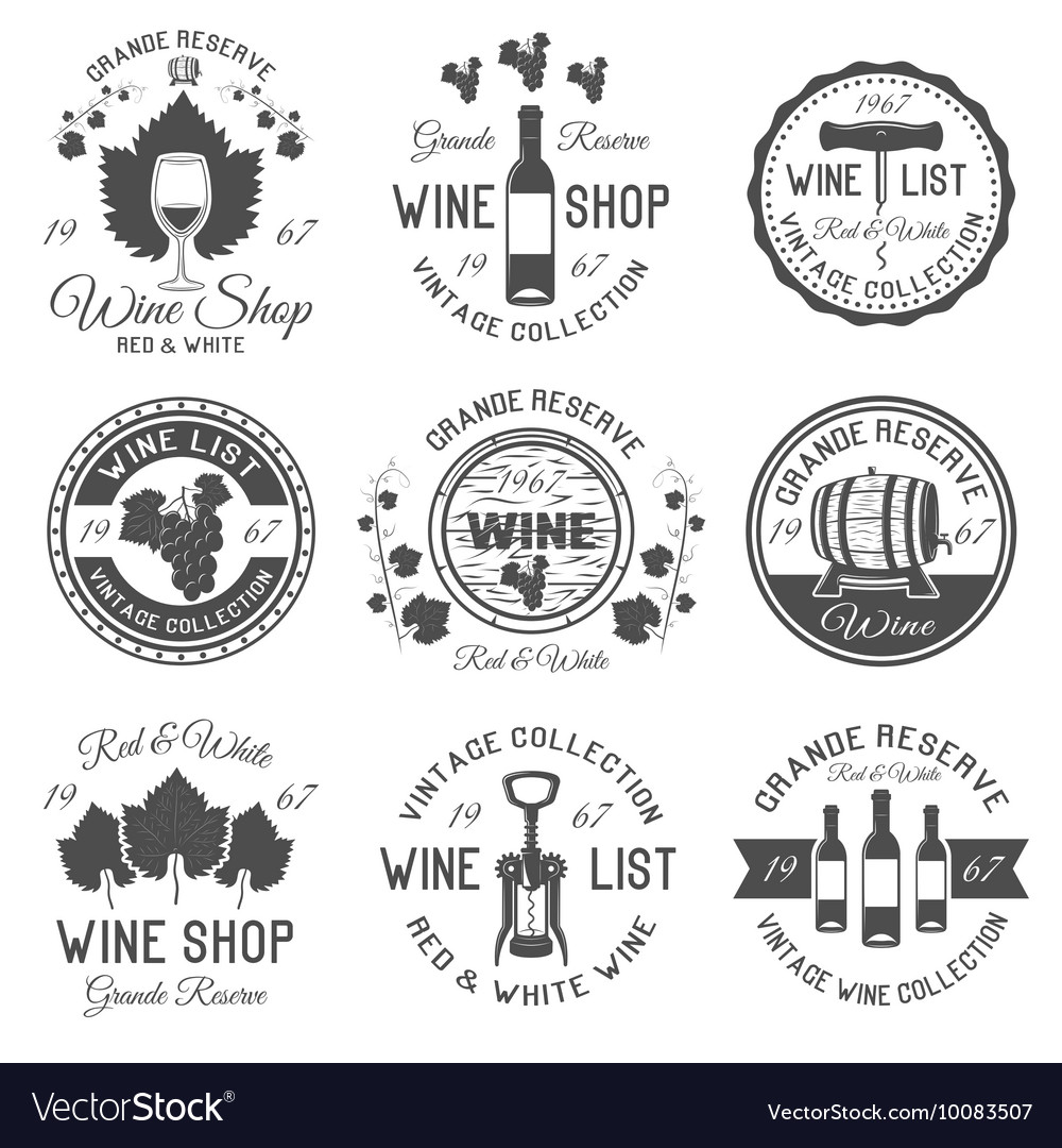 Wine shop black white emblems