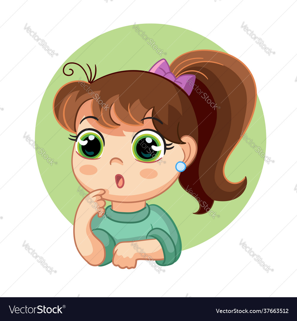 Little girl scared face expression cartoon Vector Image