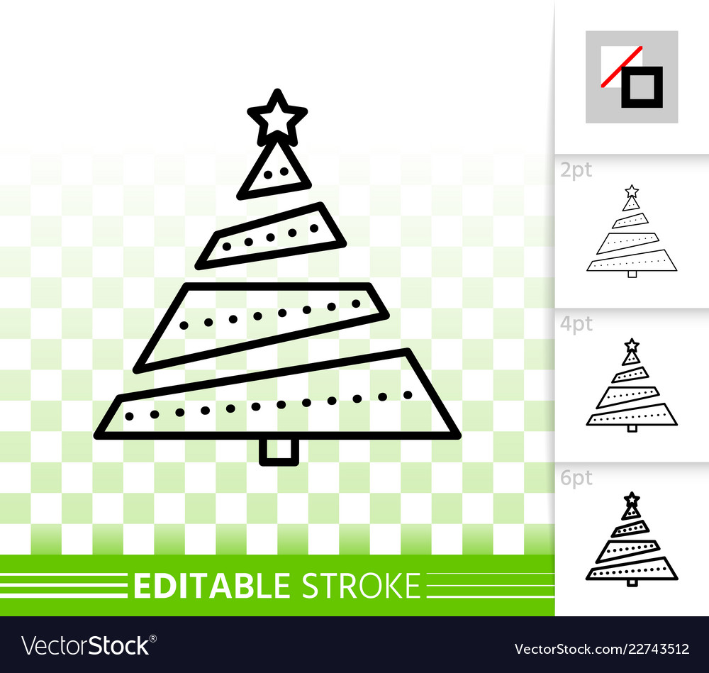 Christmas tree simple black line icon