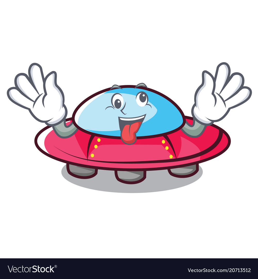 Crazy ufo mascot cartoon style