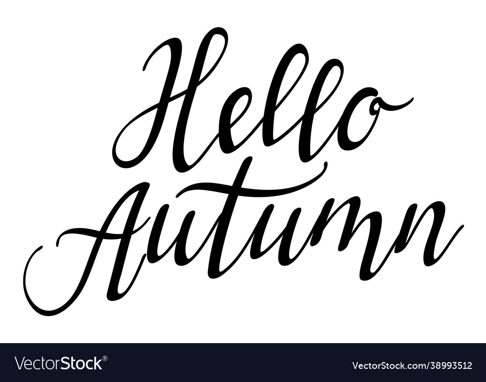 Hello autumn black lettering design element