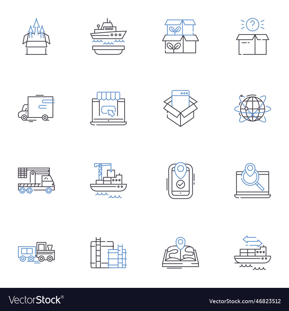 Industrial linkages line icons collection Vector Image