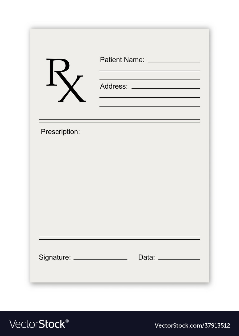 Rx medical prescription empty blank Royalty Free Vector