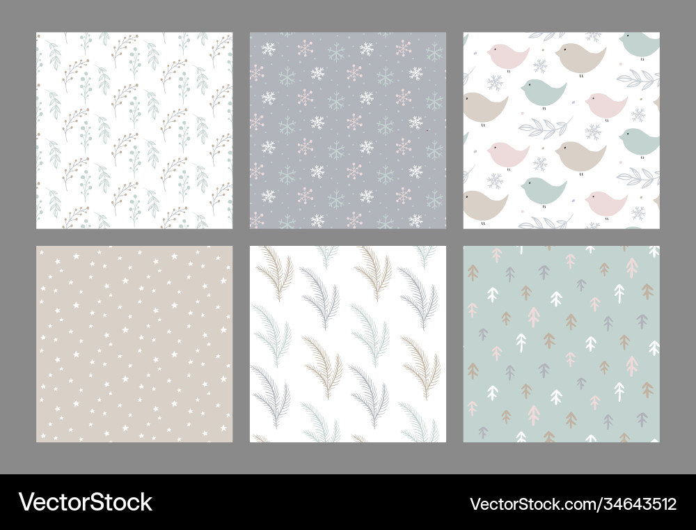 Set christmas seamless patterns Royalty Free Vector Image