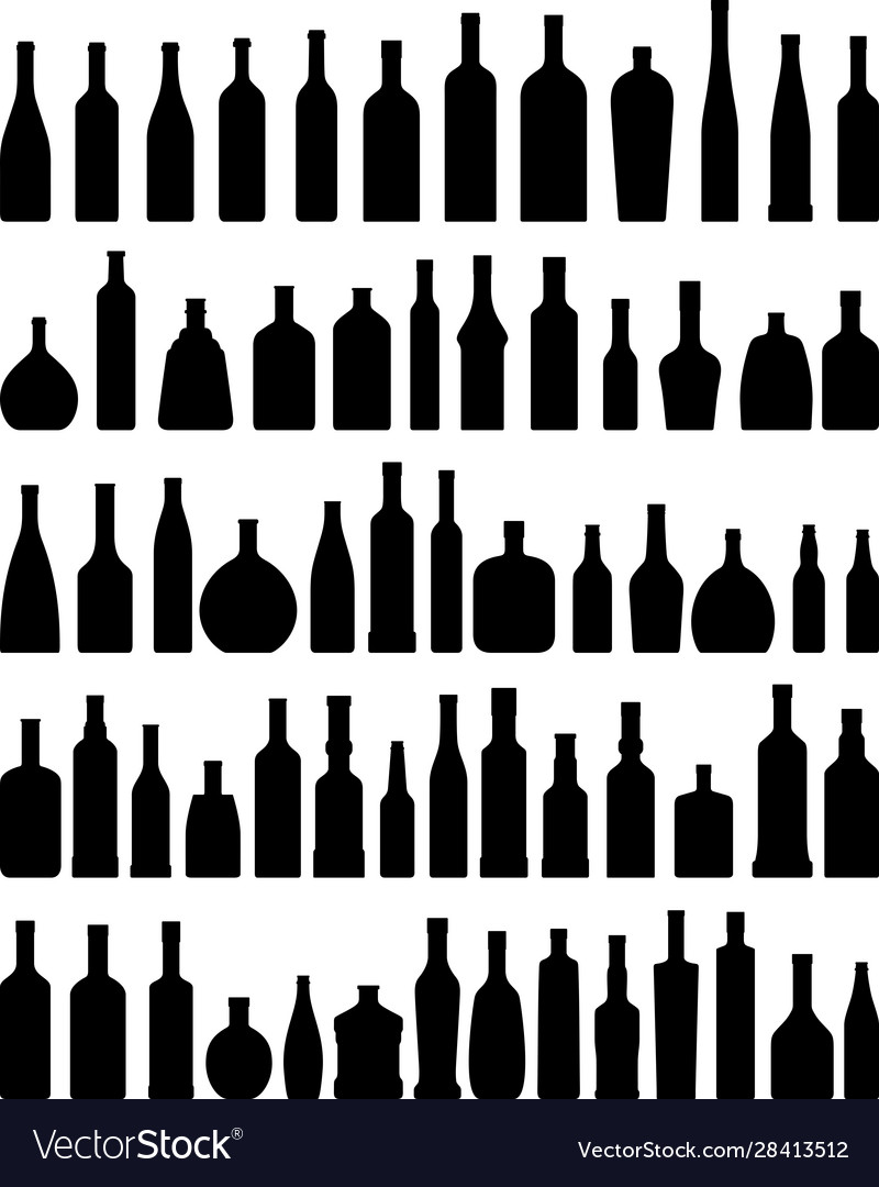 Set different silhouettes bottles isolated Vector Image