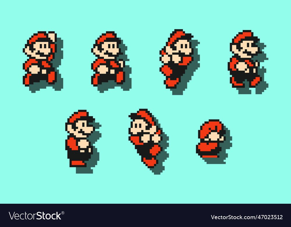 Set of big mario moves art of super mario bros 3 Vector Image