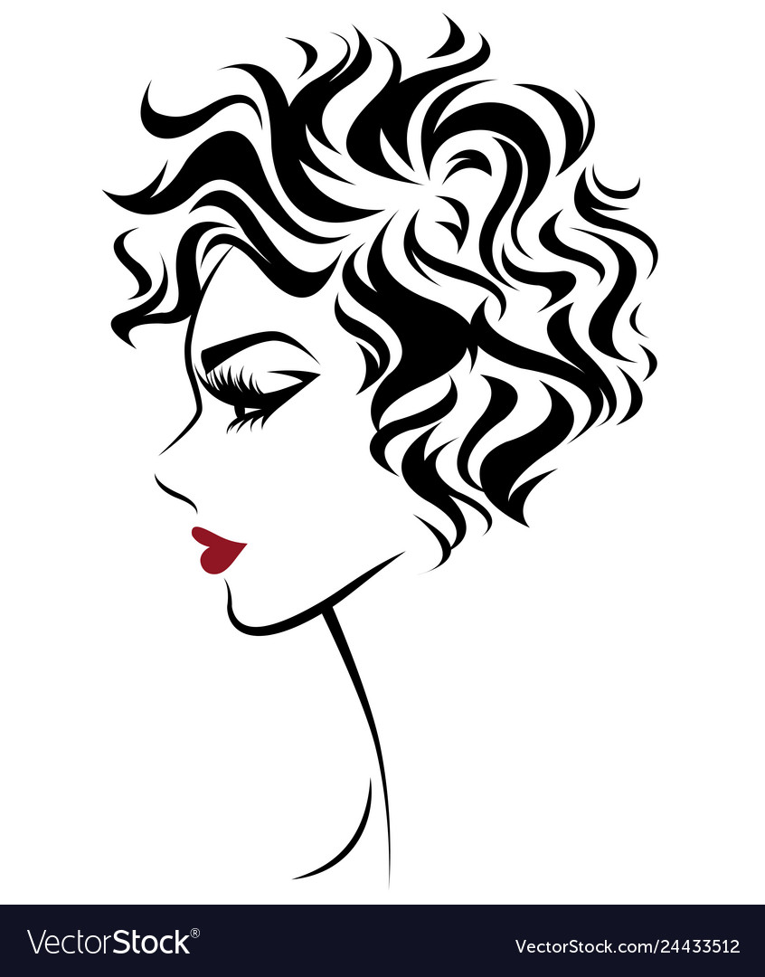 Women Short Hair Style Icon Logo Women On White Vector Image