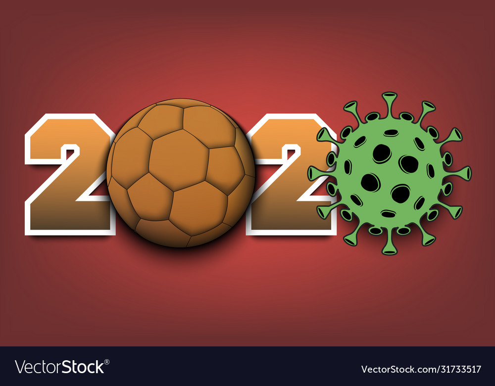 2020 and coronavirus sign with handball ball Vector Image