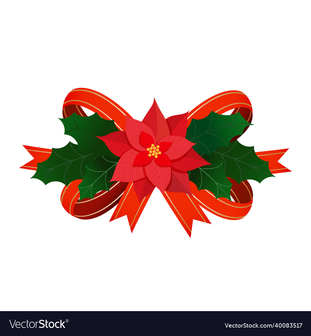 Weihnachtssatin Schleife Dekoration mit Poinsettia