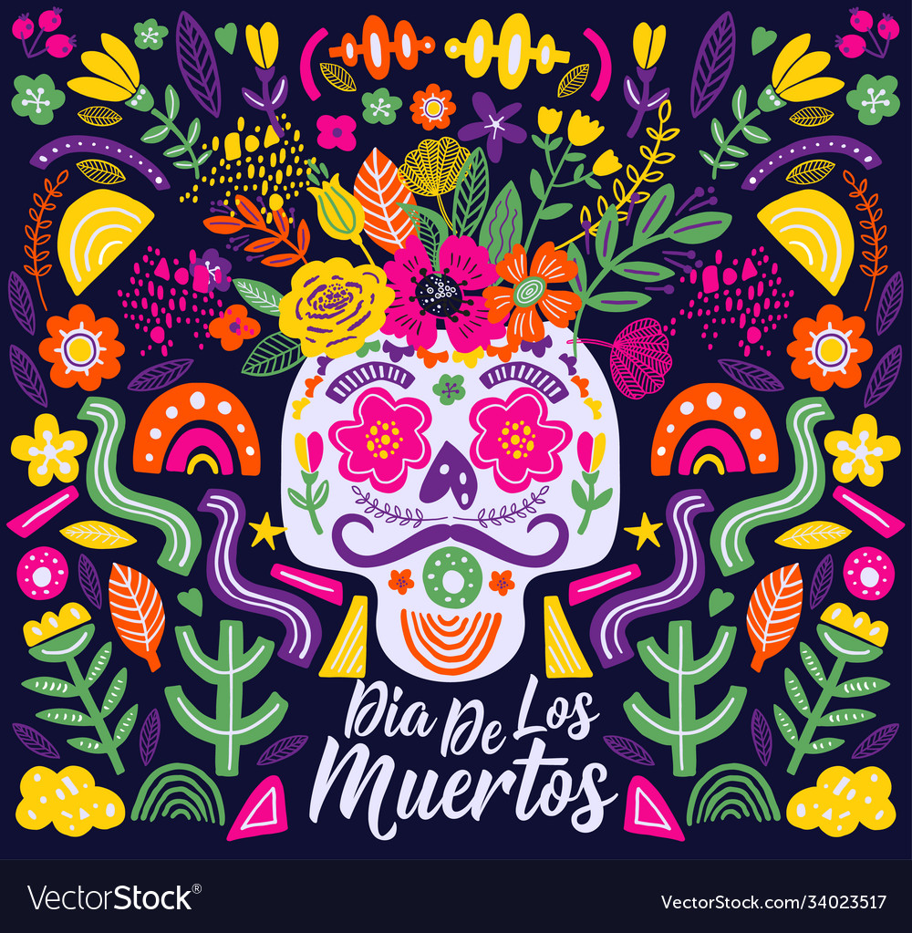 Dias de los muertos typography banner