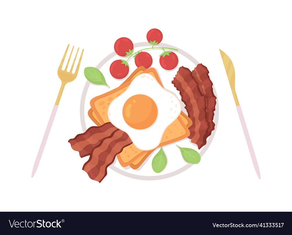 English breakfast semi flat color object