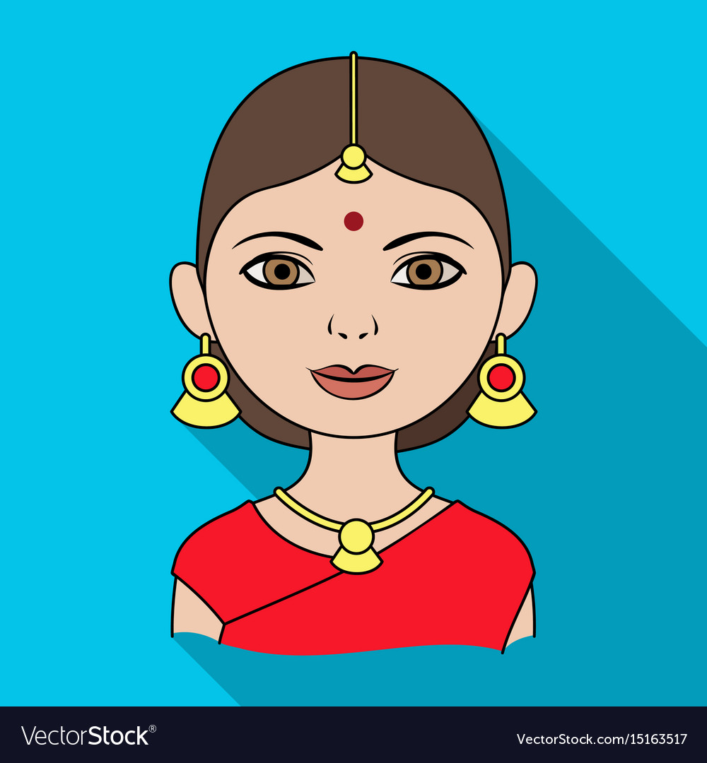 Hindu womanhuman race single icon in flat style Vector Image