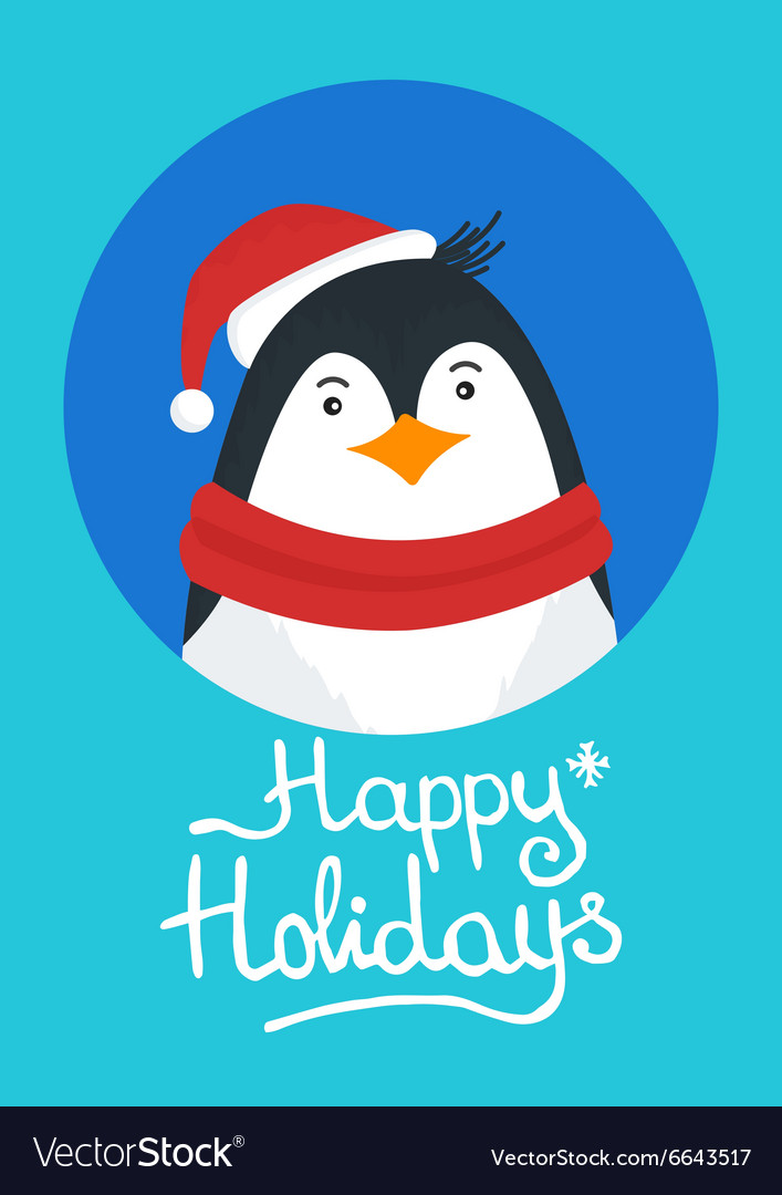 Merry christmas card with penguin Royalty Free Vector Image