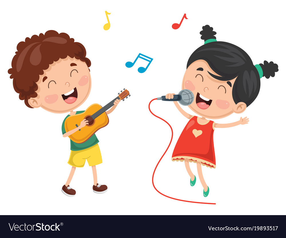 Of Kids Playing Music And Sing Royalty Free Vector Image