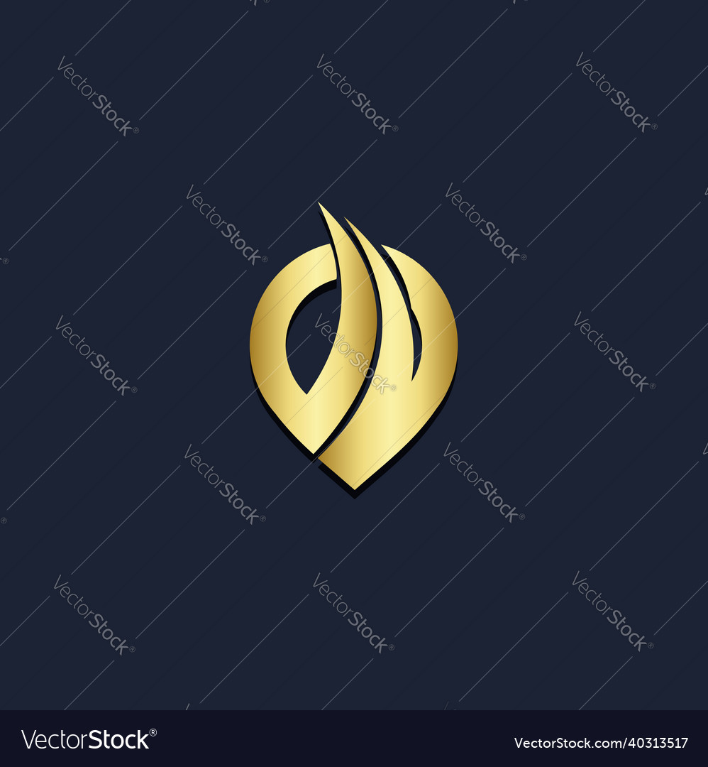 Pin position curve gold logo Royalty Free Vector Image