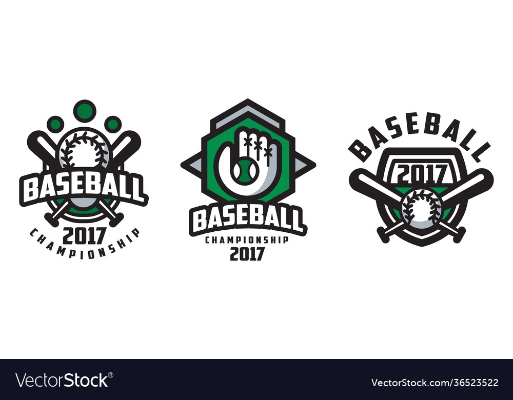 Set baseball logo championship design Royalty Free Vector