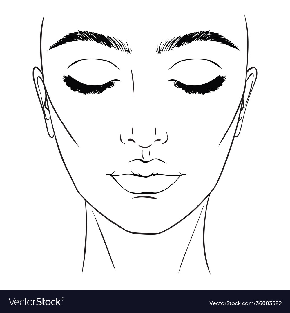 Beautiful woman portrait face chart makeup artist Vector Image